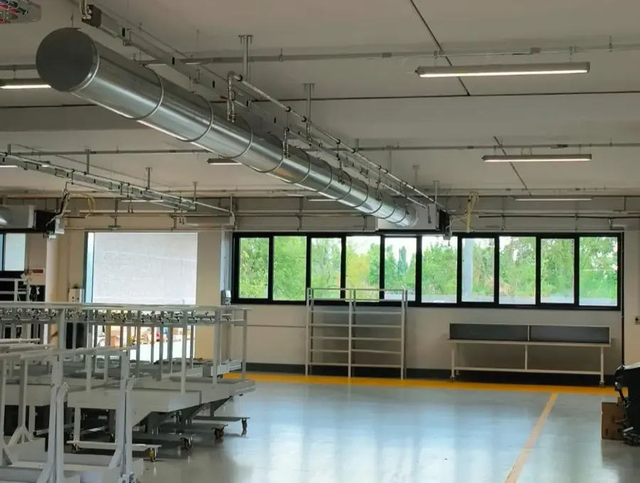 Distribuzione aeraulica nella nuova ala produttiva